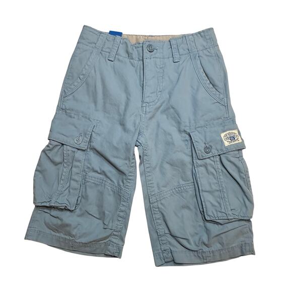 NEW Gap Kids Blue Cargo Shorts sz 8 Mid-Rise Relaxed Fit Longer Length Shorts - Picture 1 of 8